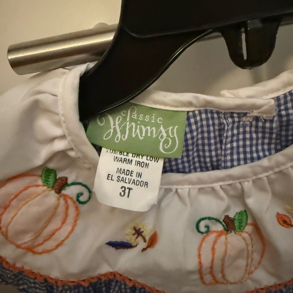 Classic Whimsy Pumpkin Gingham Dress - Picture 3 of 3